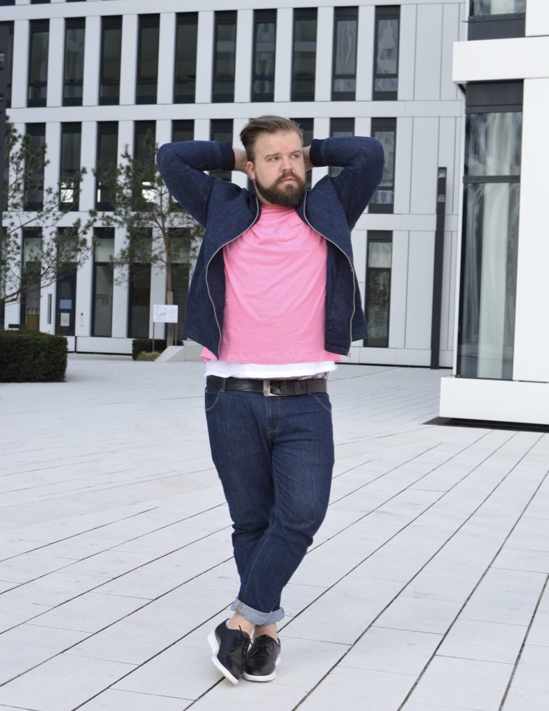 H&M Extended Sizes Denim Bomber T-Shirt Jeans Jeansjacke