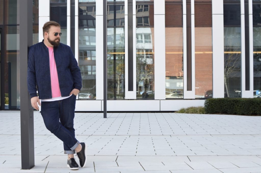 H&M Extended Sizes Denim Bomber T-Shirt Jeans Jeansjacke