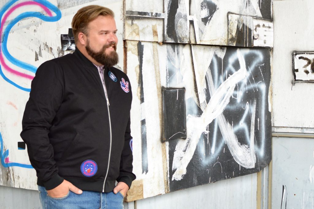 ASOS PLUS college style bomber jacket patches grunge