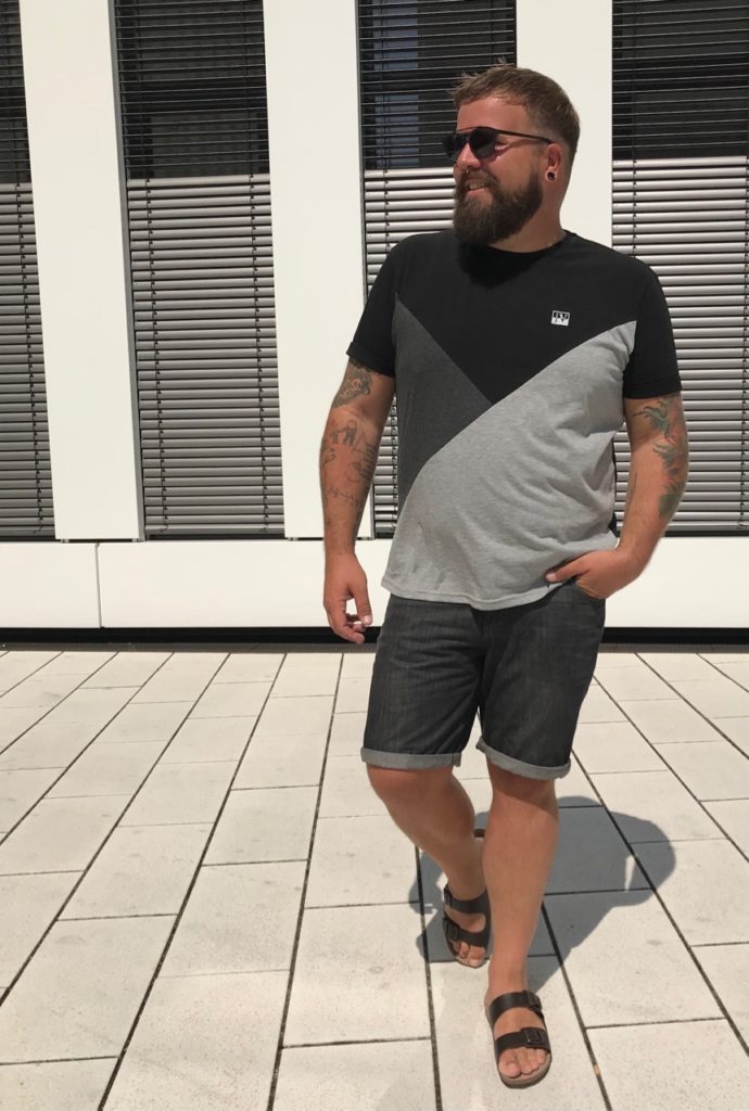 Claus Fleissner Jan Vanderstorm T-Shirt geometrisch schwarz black grau grey