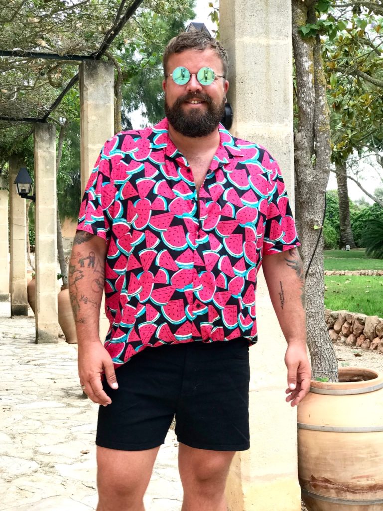 Claus Fleissner ASOS PLUS Hawaii Hemd Short Melone melon Print