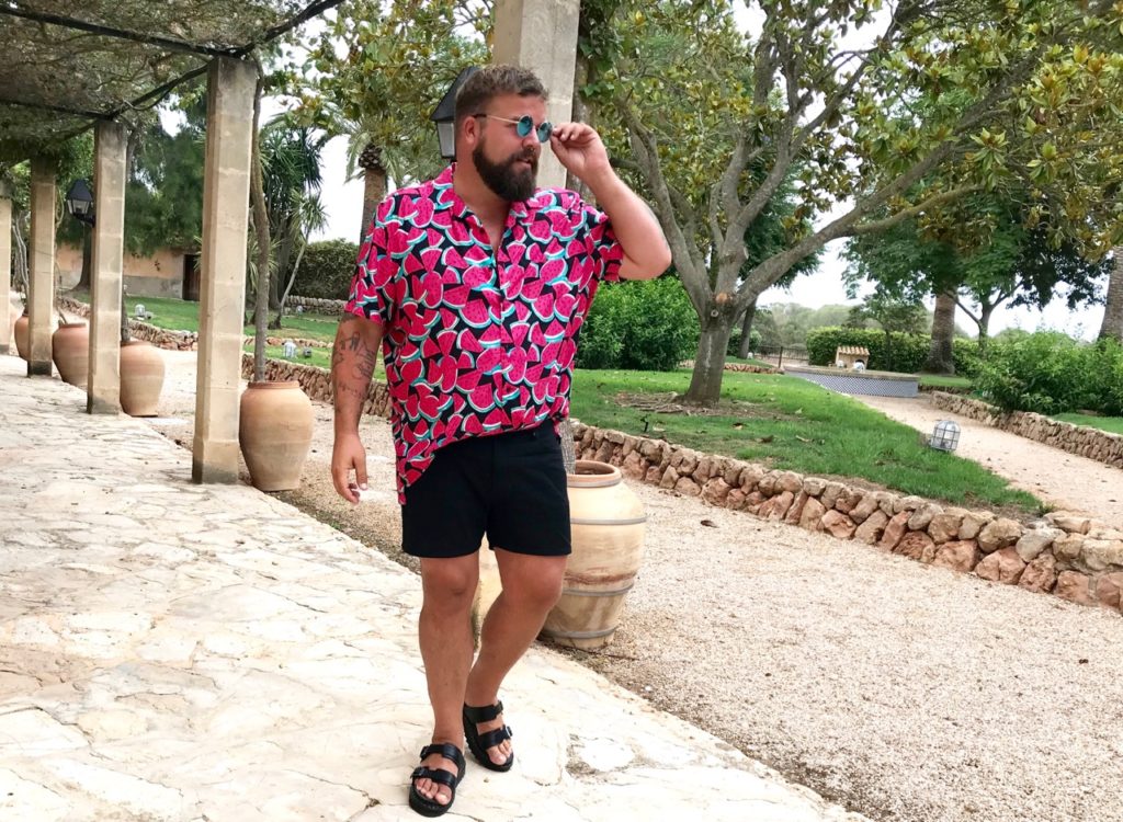 Claus Fleissner ASOS PLUS Hawaii Hemd Short Melone melon Print