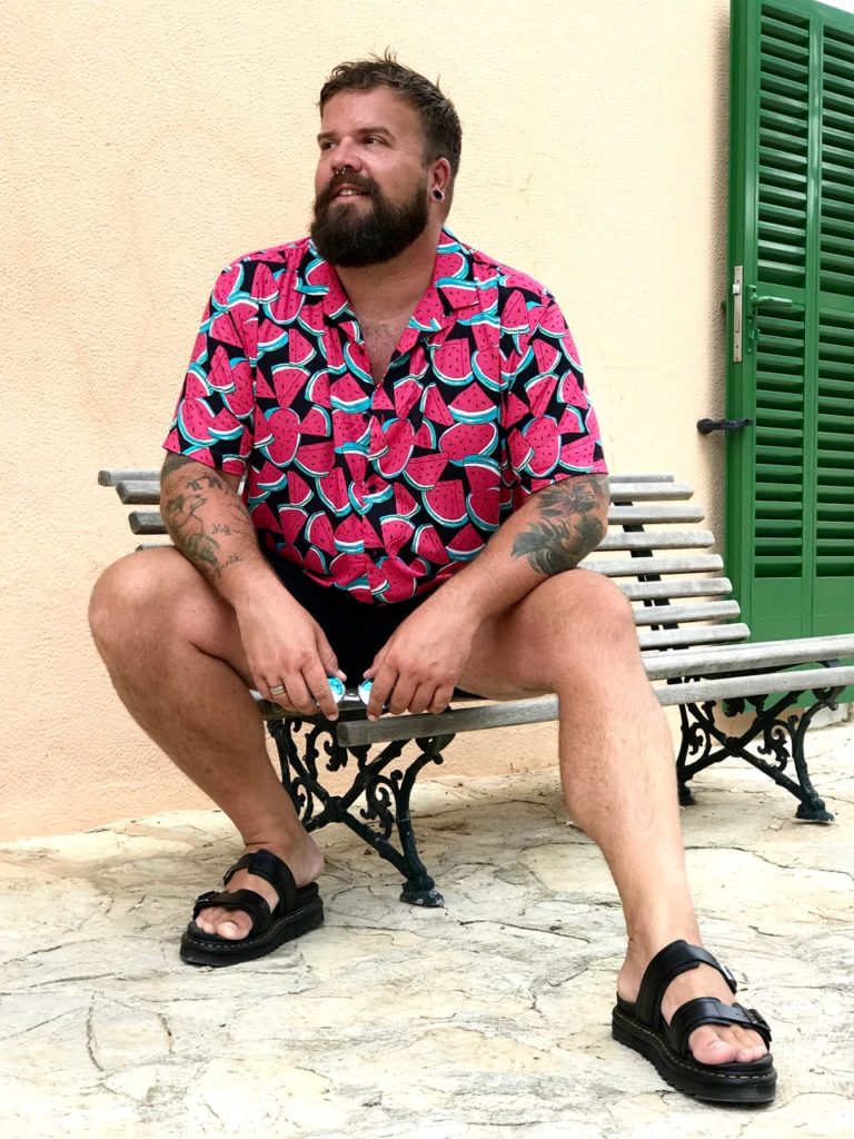 Claus Fleissner ASOS PLUS Hawaii Hemd Short Melone melon Print