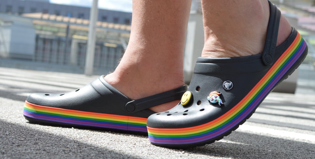 Crocs Rainbow Pride Edition - Extra Inches. crocs for restaurant workers. 