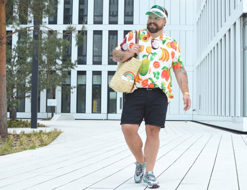 Asos Plus Size Hawaii Hemd shirt fruit print Ananas pineapple Banane Banana