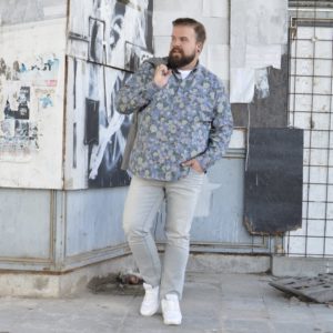 Jersey Sakko Jacket Plus Size Happy Size Casual Friday Business Denim Blumen Shirt Hemd