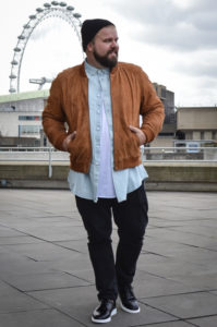 Asos Plus Jeans shirt and Suede Bomberjacket Bomberjack Jeanshemd