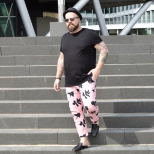 ASOS PLUS pink Hose Blumen Flower Print pants trousers plus size black shirt