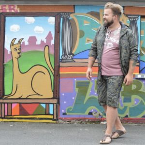 Happy Size Men Plus blog model plus size Claus Festival Look Outfit palm print Palmen camouflage