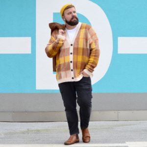 Asos Plus Size Fashion autumn fall herbst outfit biker senfgelb strick cardigan